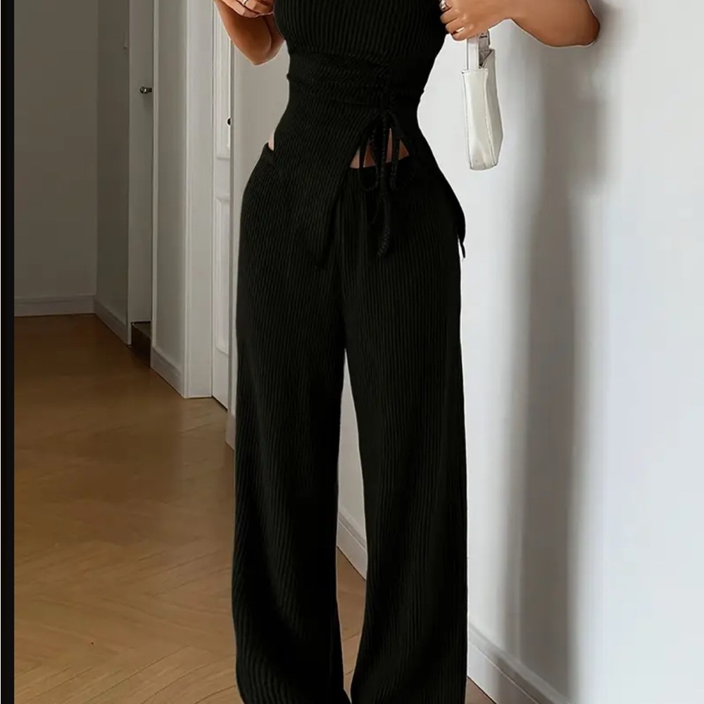 Elegant Black Women's Jumpsuit crop top